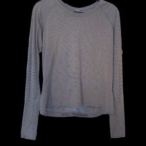 LULULEMON SLIPOVER TEE TOP BLUE/White Stripe Long Sleeve